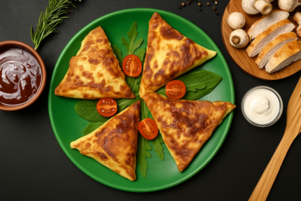 Блинчики треугольные курица с грибами